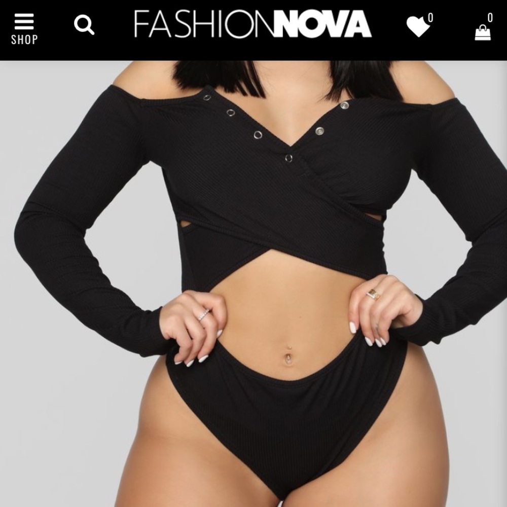 Fashion Nova Black Cut Out Bodysuit